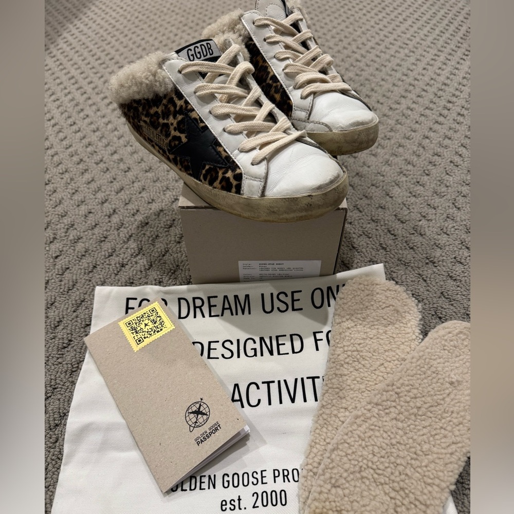 Golden Goose superstar sabot shearling-lined leopard print slip-on sneakers